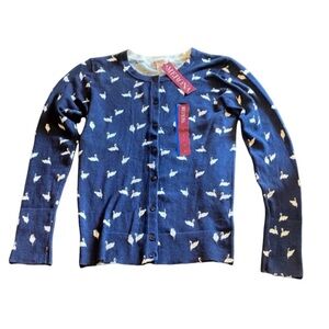 Merona Navy Swan Print Kids Cardigan. Size L. NWT